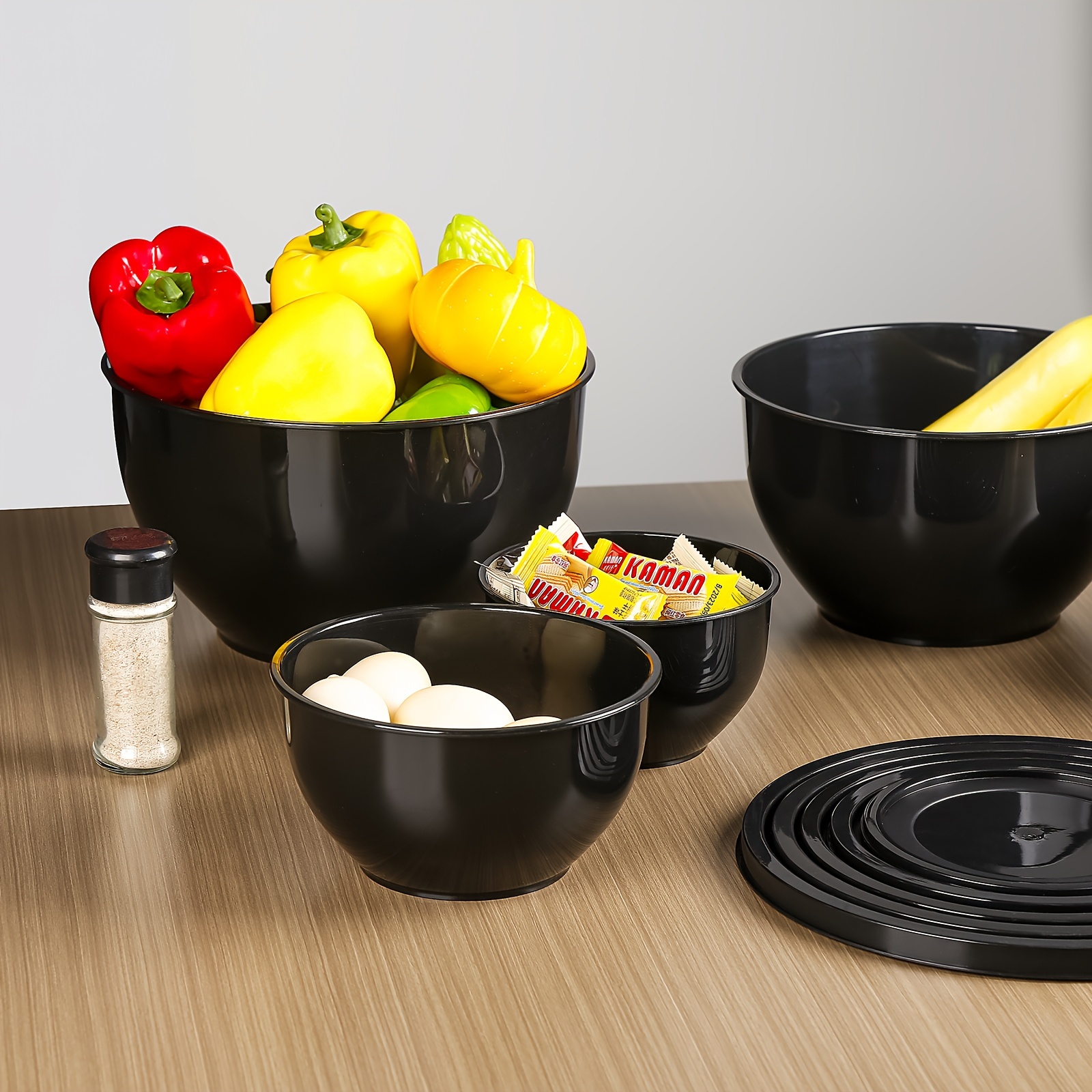 Salad Mixing Bowls With Lids, Plastic Mixing Bowls Set, Stackable