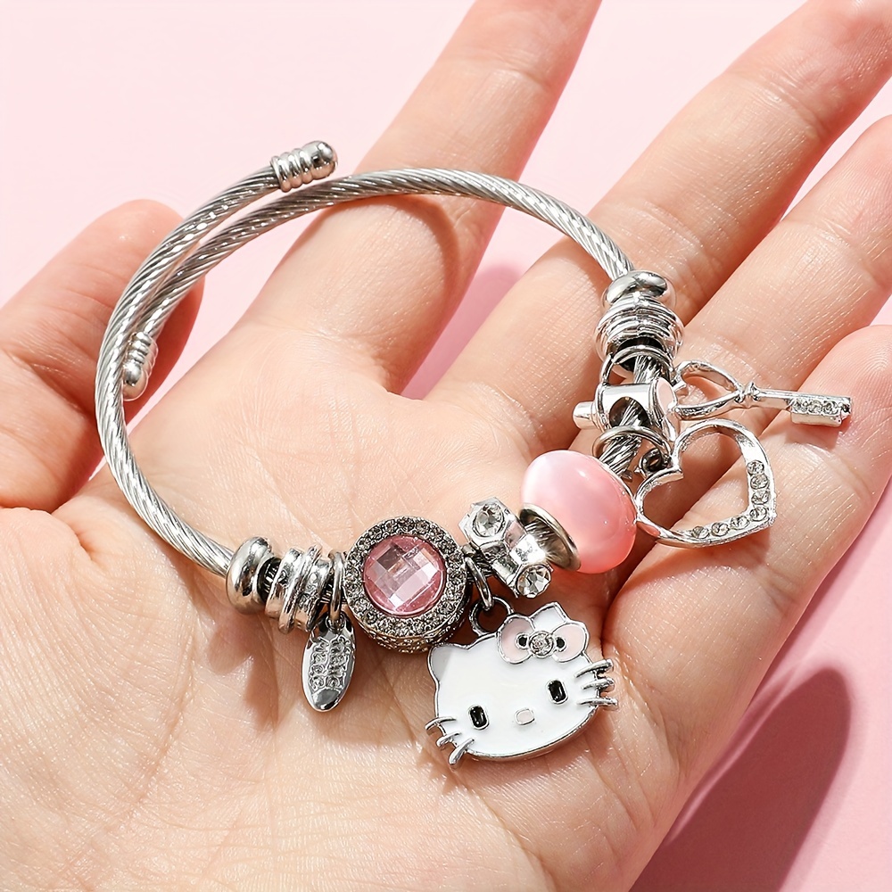 Pink Kitty Cat Princess European Charm Bracelet by xanaducharms, $19.95