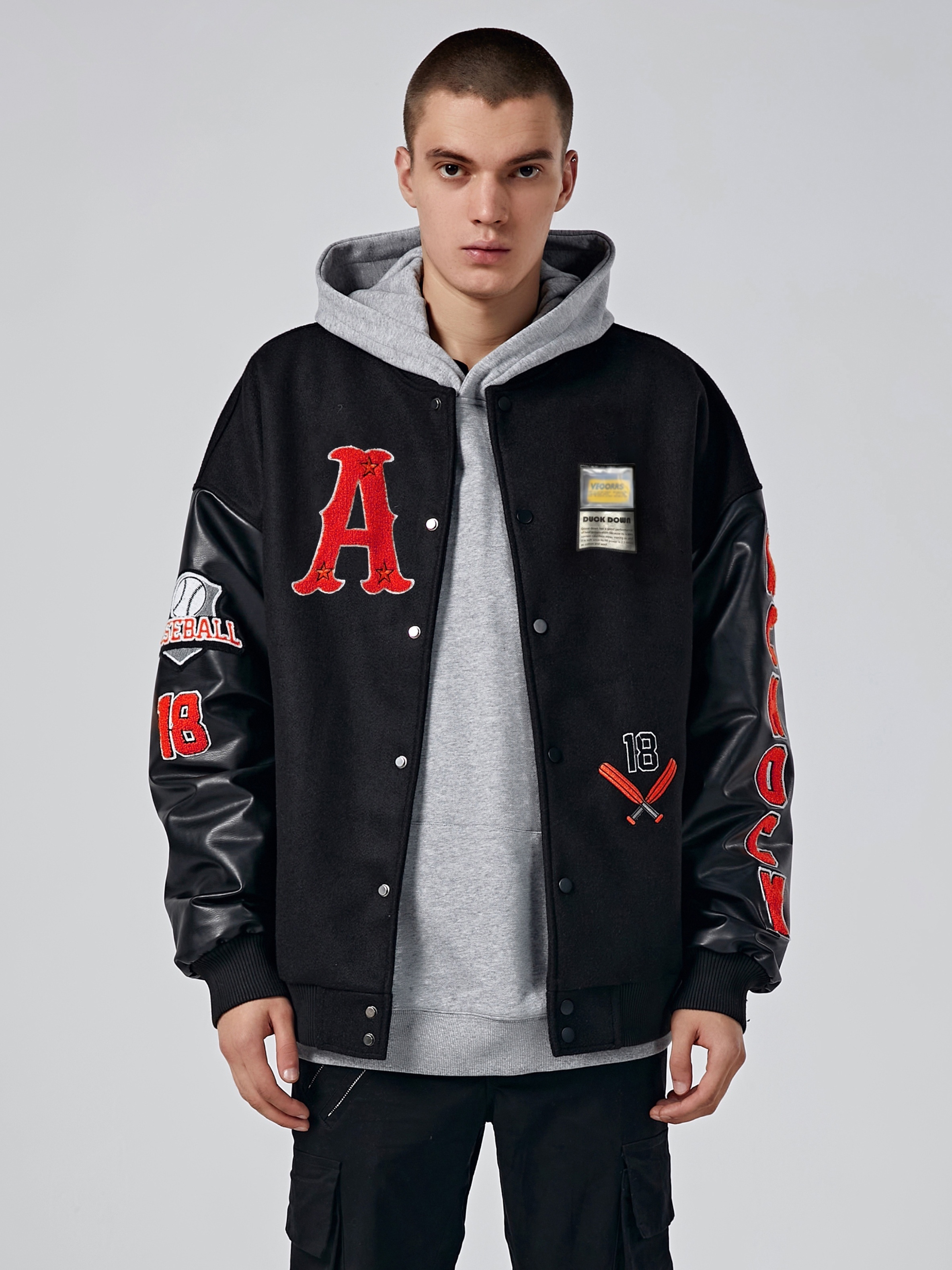 Men Sports Jacket Brand Embroidery Baseball Streetwear Patchwork