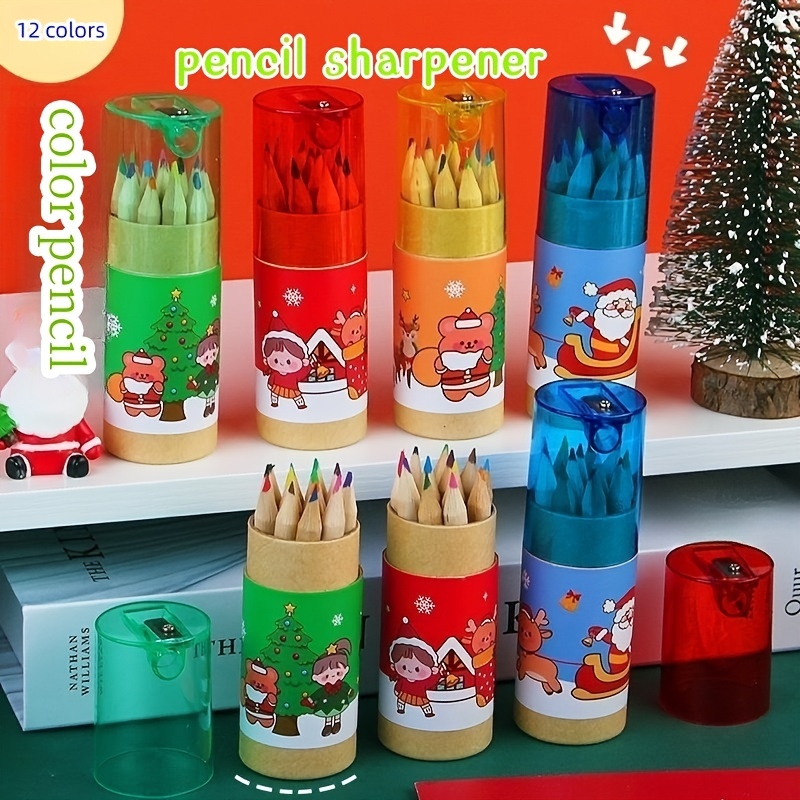 12 color Bucket Christmas Colored Pencil Set Cartoon Cute - Temu Australia