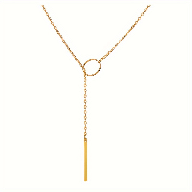 Ethnic Style Women's Necklace — Alloy Ring Design with Bar Pendant