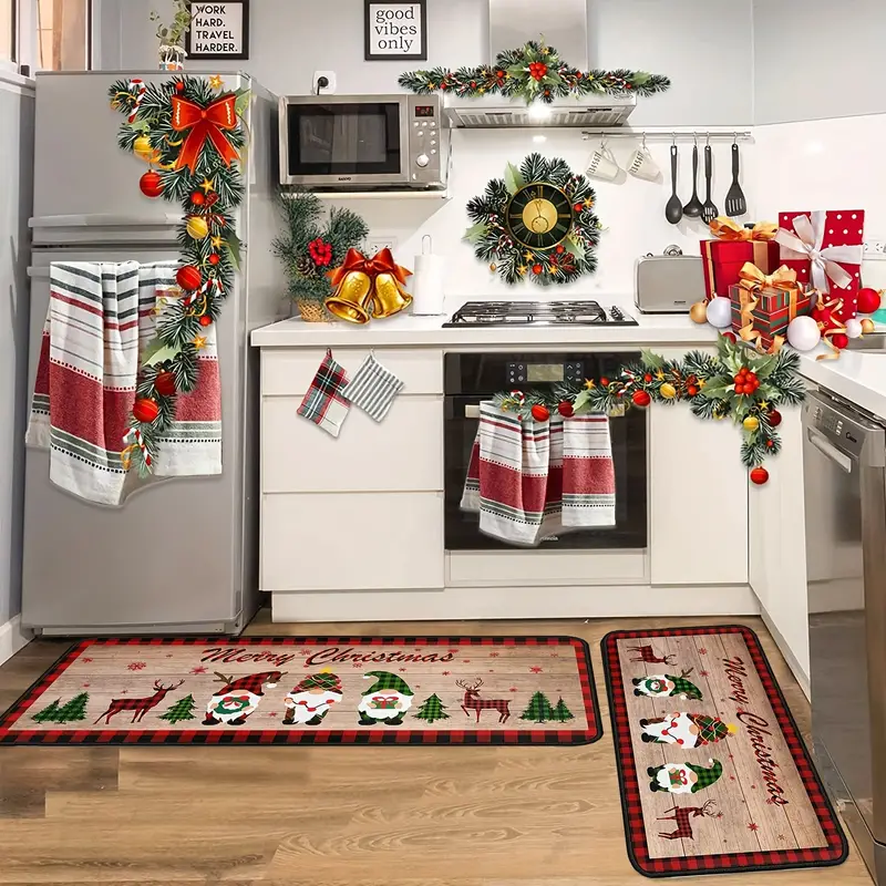 Merry Christmas Decorative Kitchen Mats Winter Doormat Xmas - Temu