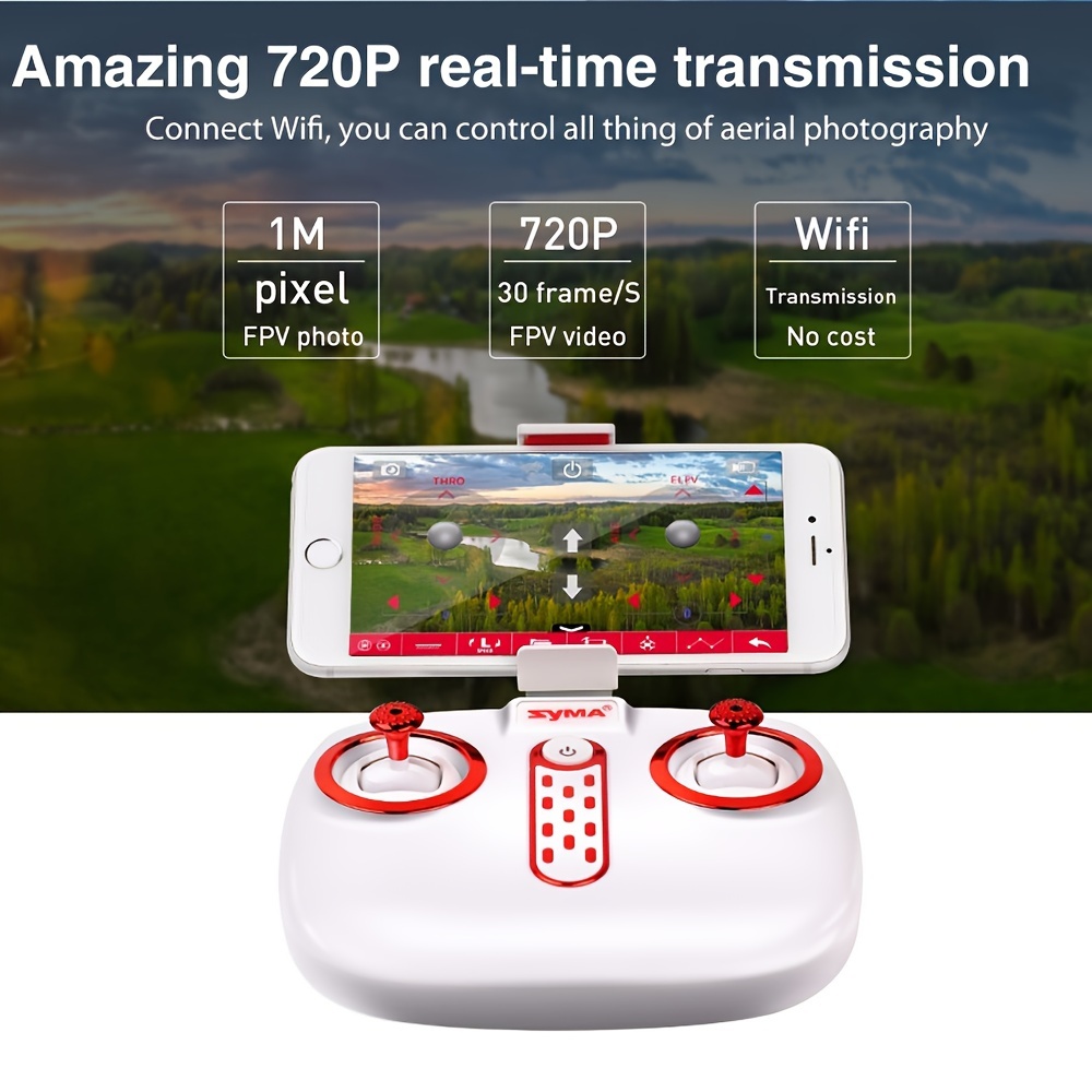 syma x5uw rc drone with camera 720p fpv wifi real time transmission tap fly altitude hold headless mode 3d flips ufo remote control quadcopter gift details 1