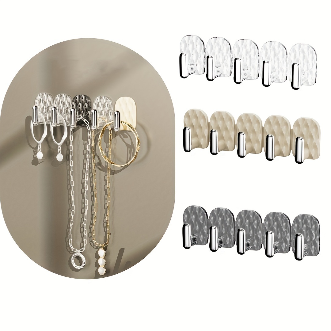 9pcs Jewelry Holder Storage Hooks Adhesive Paste Wall Hanging Suitable For  Rings Necklaces Bracelets Display