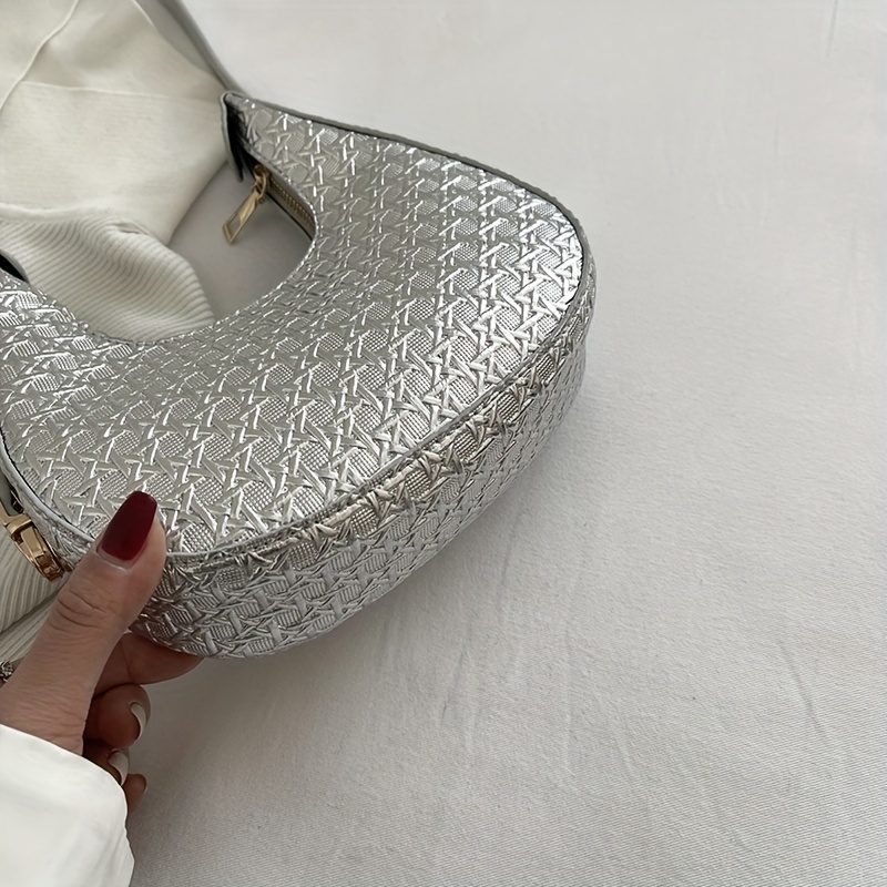 Geometric Embossed Hobo Bag Shoulder Purses For Women