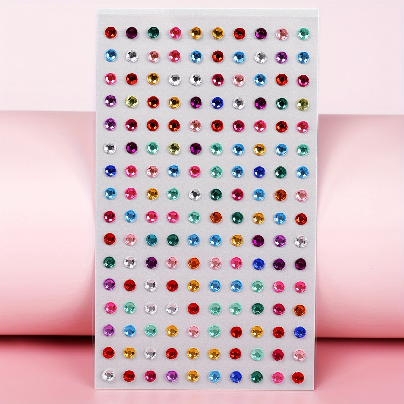 3D Simulated Gemstone Stickers, Round Shape Small Size Mixed Color Face  Rhinestone Stickers, DIY Makeup Carnival Dance Eye Face Decoration Fake  Diamon