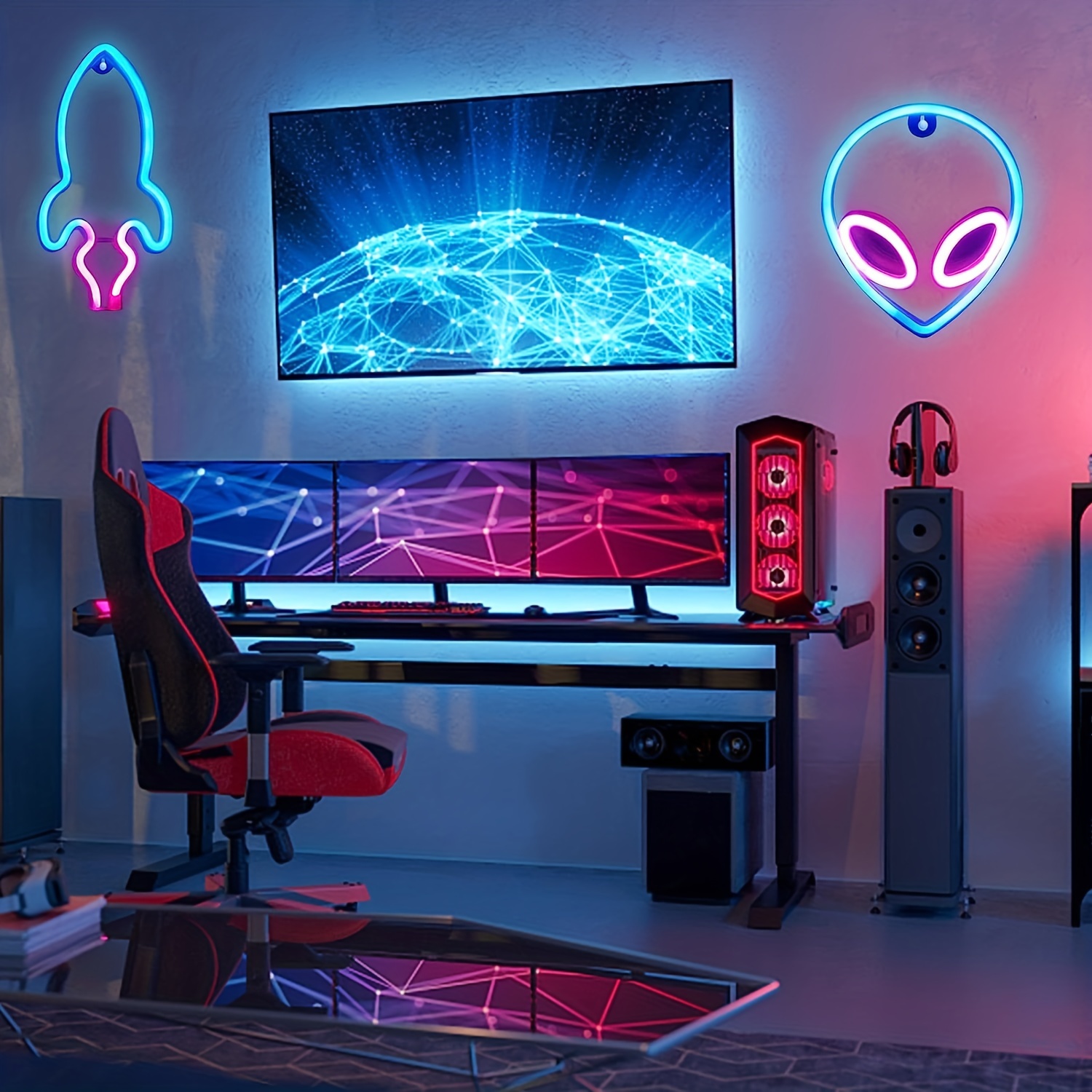 Alien Three piece Set Space Theme Party Game Room Decor Neon - Temu