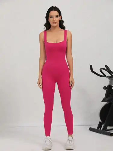 Women's Yoga Ribbed Tank Top Bodysuit Solid Color Sleeveless - Temu