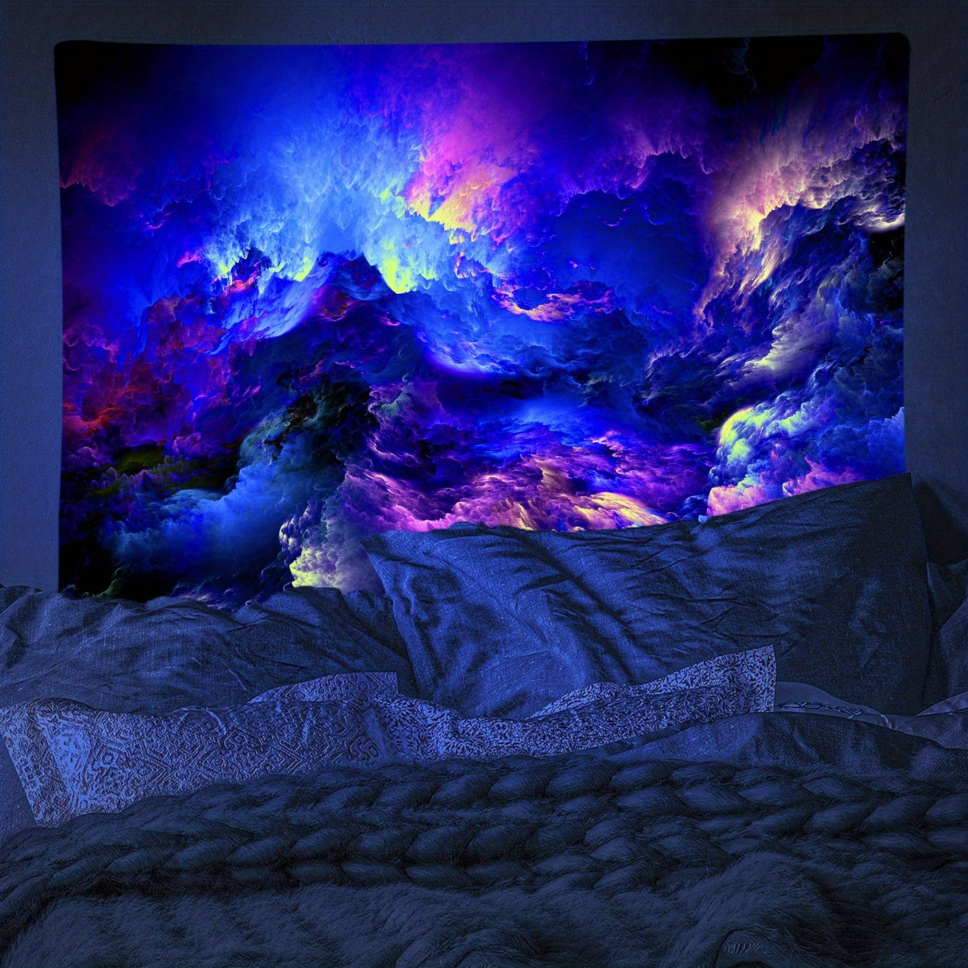 Christmas Fluorescent Tapestry Colorful Aesthetic Polyster - Temu