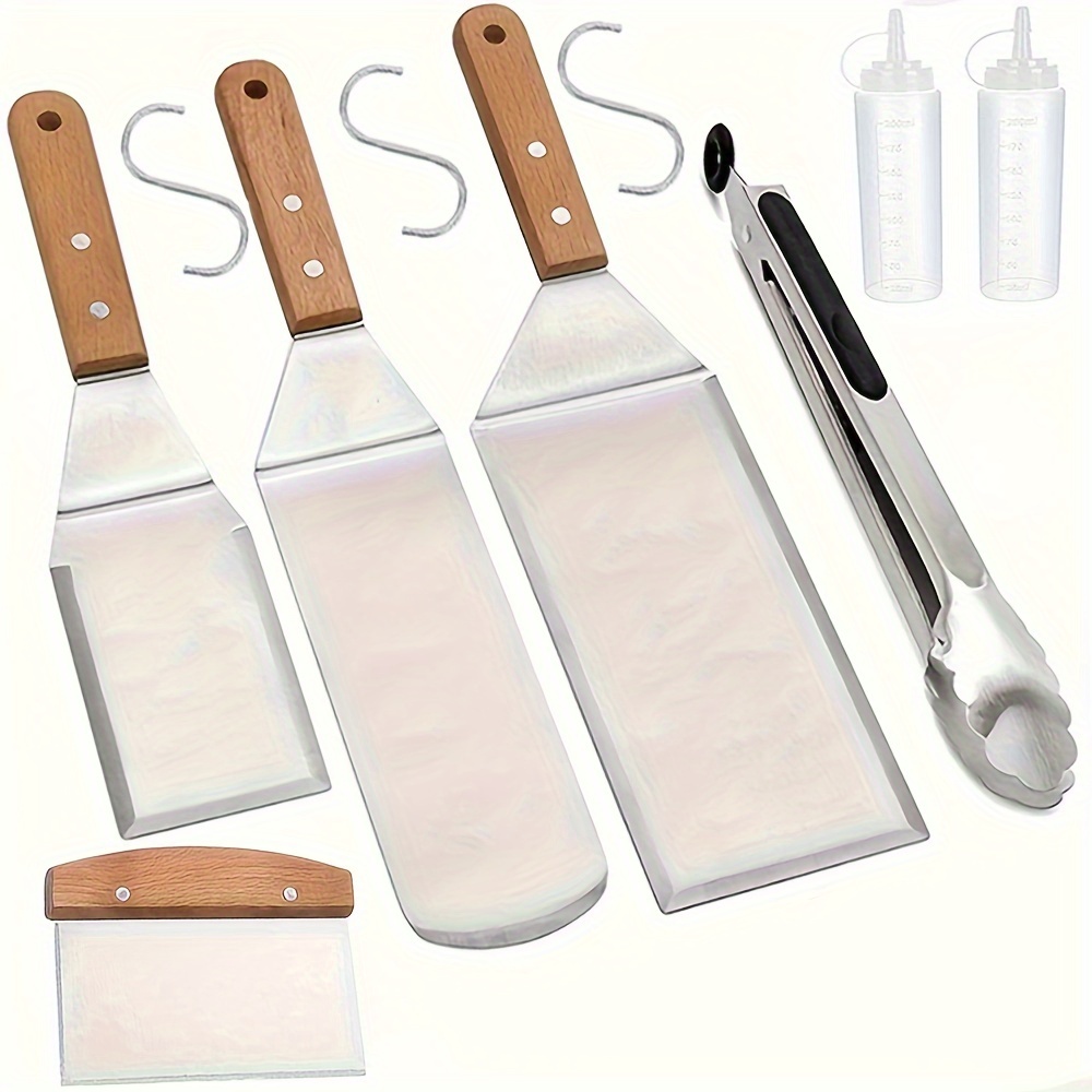 Stainless Steel Diagonal Grill Spatula Scraper, Restaurant Flat And  Straight Blade, Baking Spatulas For Cake, Bread, Bbq, Wooden Handle For  Easy Grip, Kitchen Tools, Useful Tools, Kitchen Utensils, Apartment  Essentials, Ready For