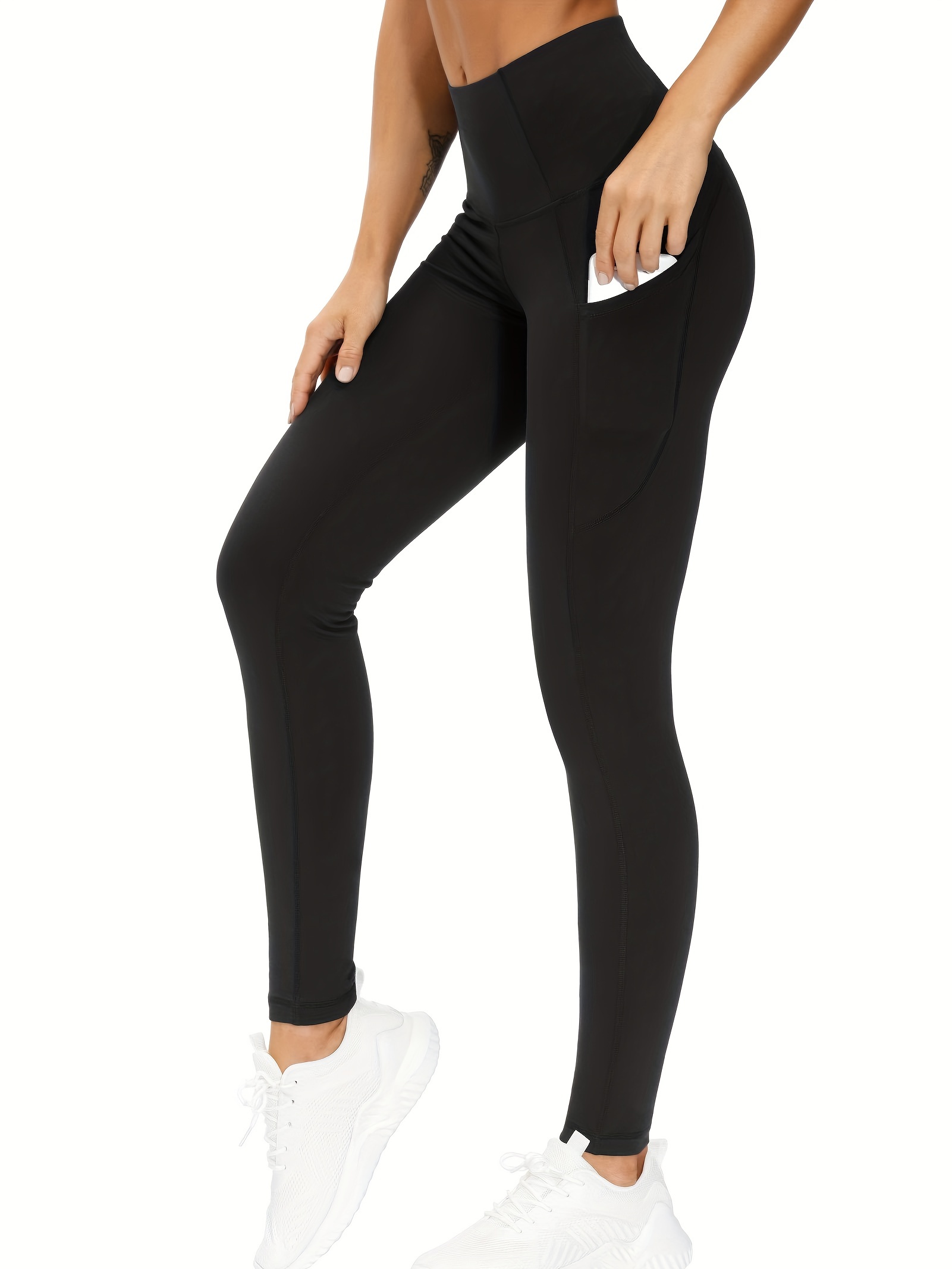 Lactra Broad belt with Pocket Yoga Pant Slim fit Black Yoga Gym Zumba  Workout Leggings for Women's