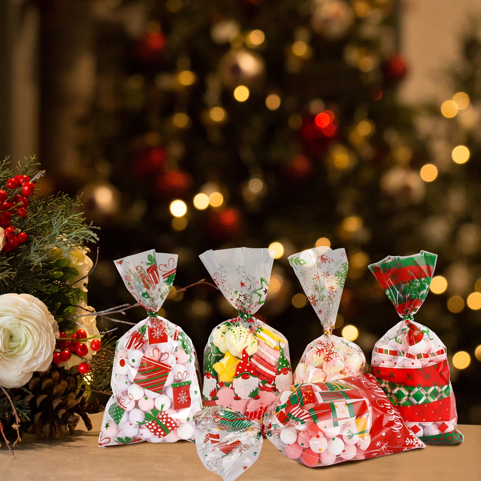 5 Bolsas Regalo Papel Navideño Patrones Árbol Navidad - Temu Chile