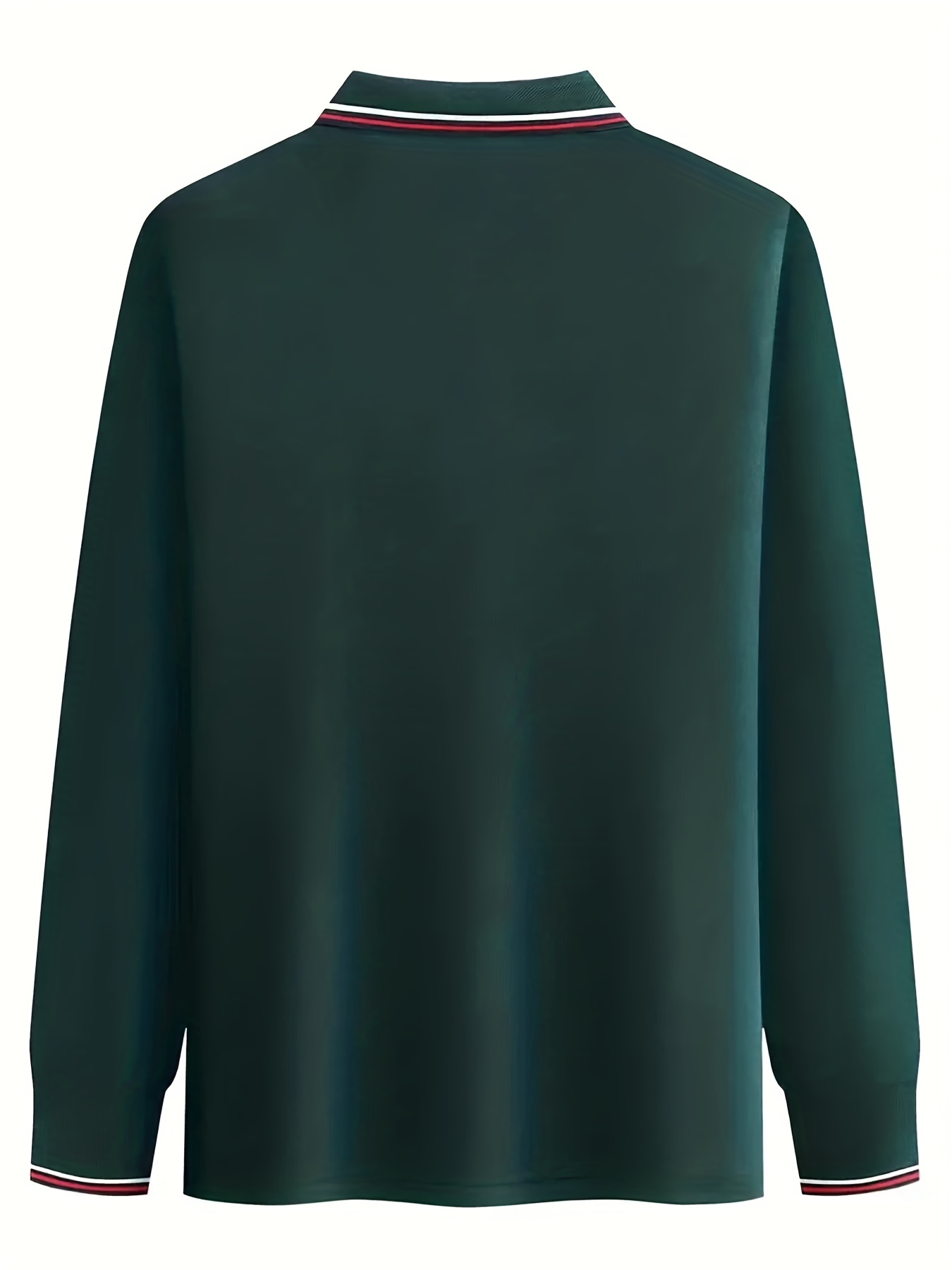 Men's Geometry Print Long Sleeve Polo Shirt Casual Slightly Stretch Breathable