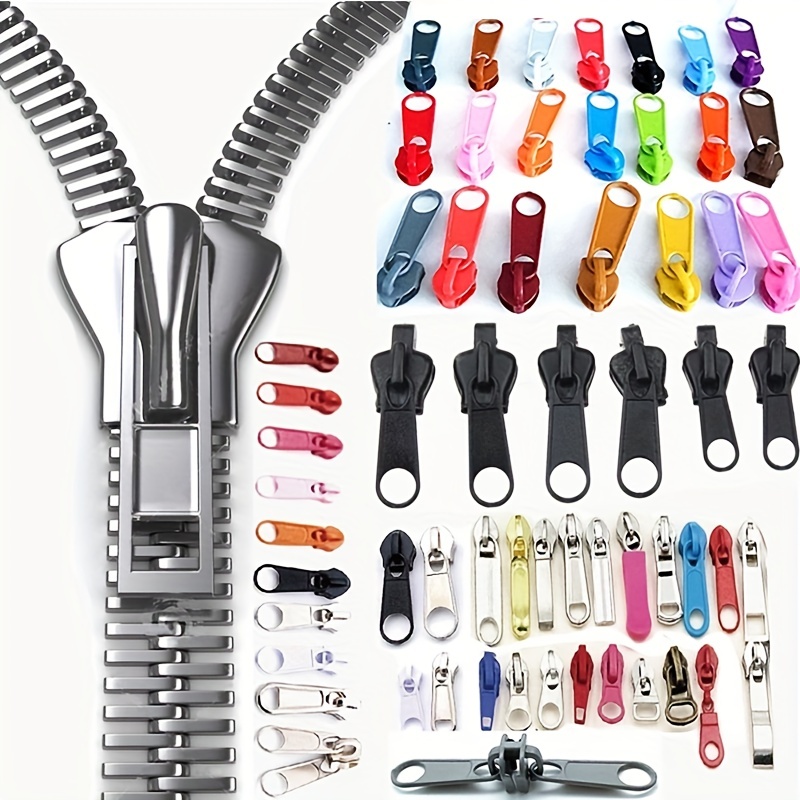 15 30 50pcs Alloy Plastic Multi Color Multi Style Zipper Replacement Zipper  Repair Kit With Zipper Install Pliers Tool - Arts,… in 2023