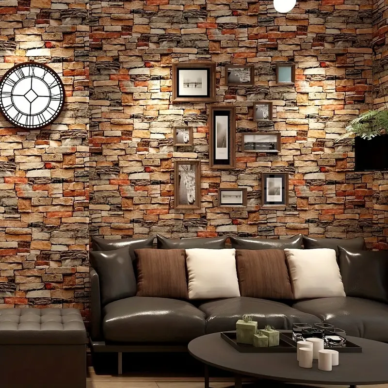 Retro Brick Embossed Wallpaper