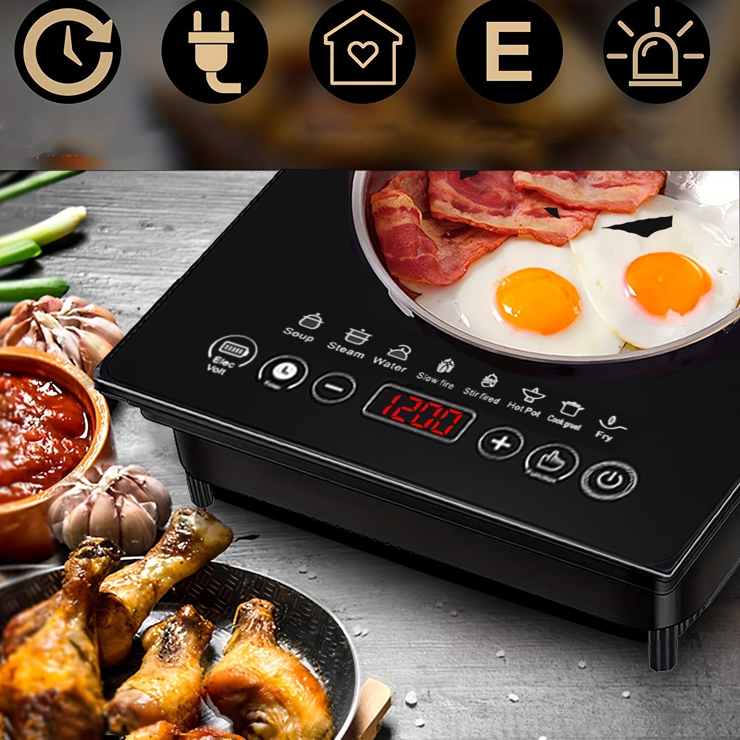 HOMCOM Portable Induction Cooktop 1500W Electric Countertop Burner  Induction Hot Plate with 8 Power Settings LCD Sensor Touch and Crystal  Glass Black