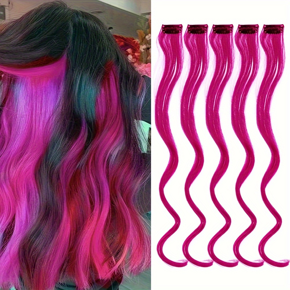 5pcs/set Y2K Long Curly Hair Extensions Party Highlight Multi