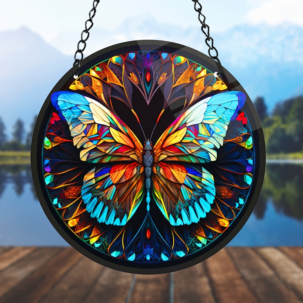 1pc Papillon Suncatcher En Verre Coloré Pour Fenêtre Suspendue Pour La  Maison, Le Bureau, La Cuisine Et La Décoration Du Salon - Temu France