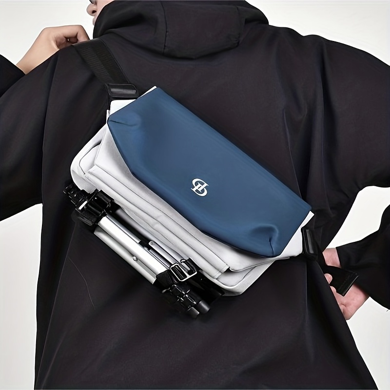 Mens Trendy Crossbody Chest Bag With Color Block Design Flap