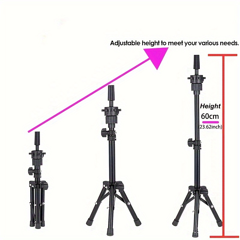 Wig Stand Tripod Mannequin Head Stand, Adjustable Holder for