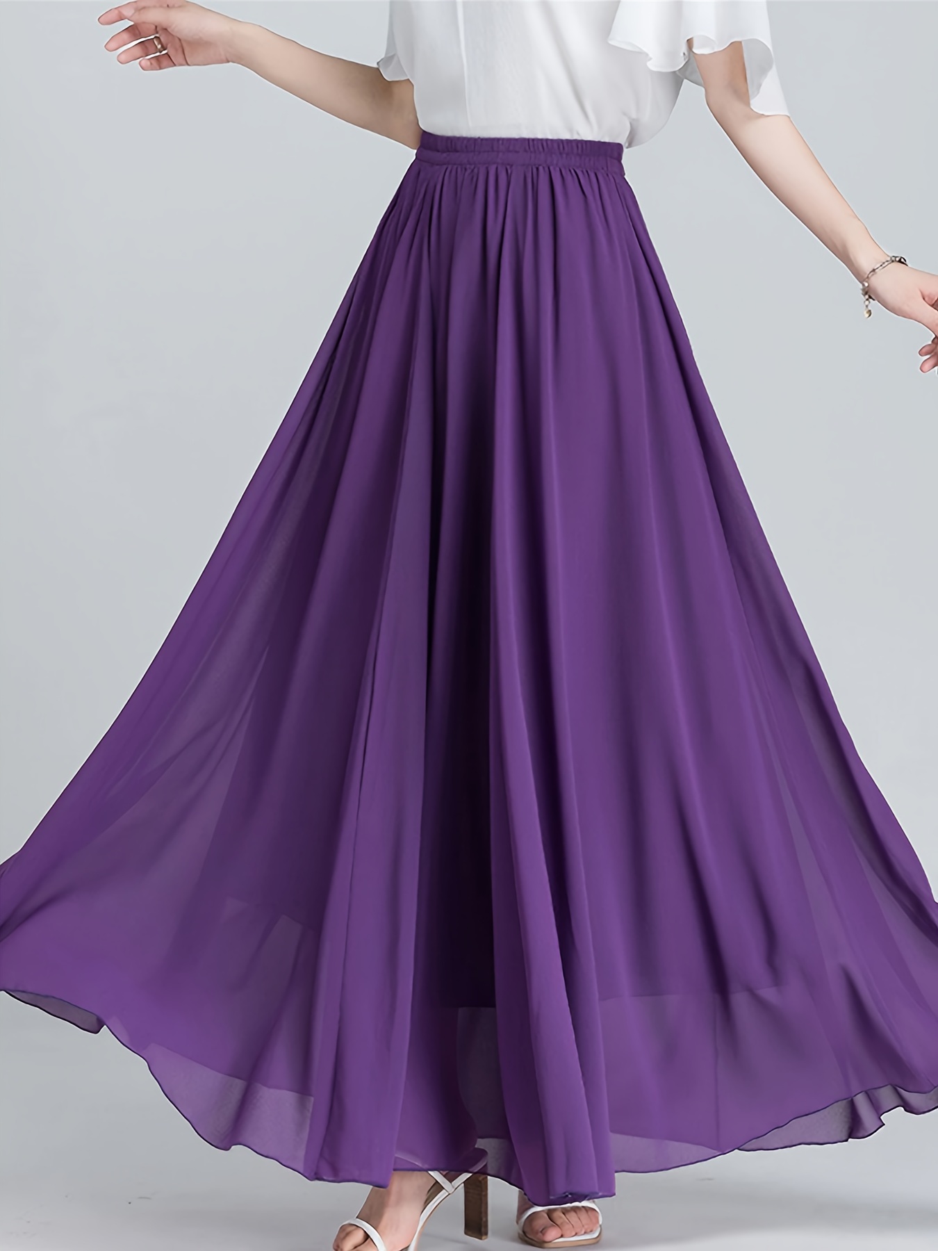 Plissé skirt with elasticated waistband - Purple