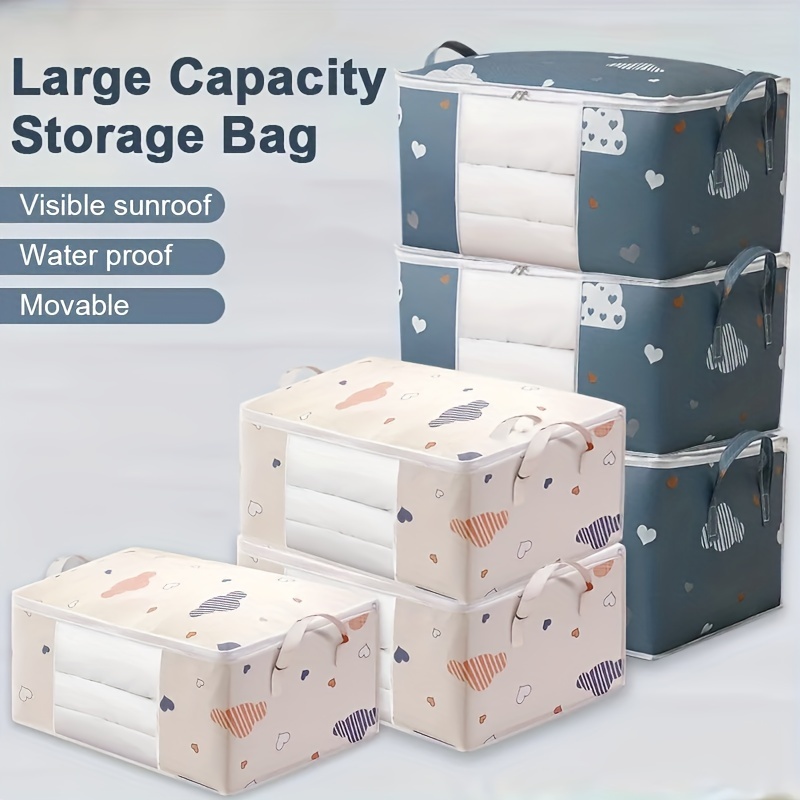 Large Capacity Clothes Storage Bag Organizer With Reinforced - Temu