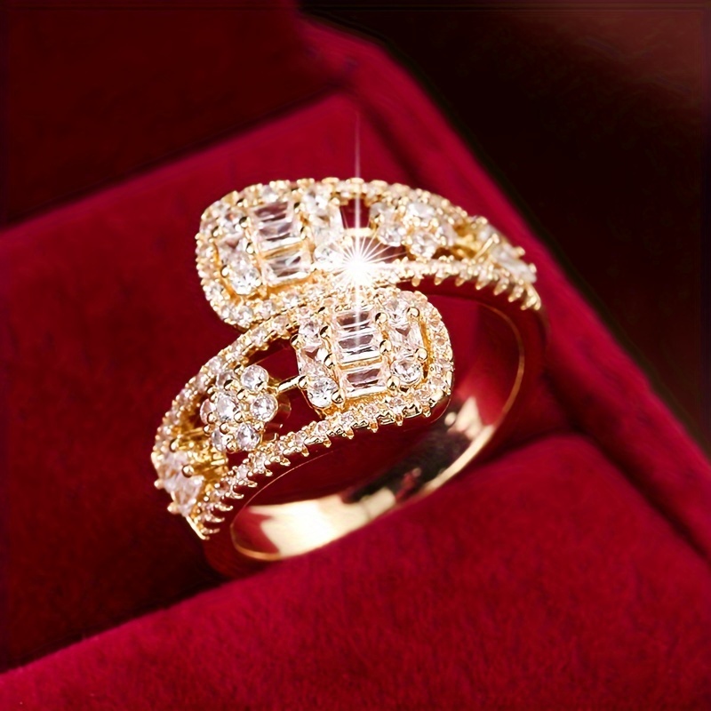 Sexy Copper Inlaid Cubic Zirconia Ring Adjustable, Luxury Adjustable Opening Finger Ring, Suitable For Daily Wear Jewelry Additions For