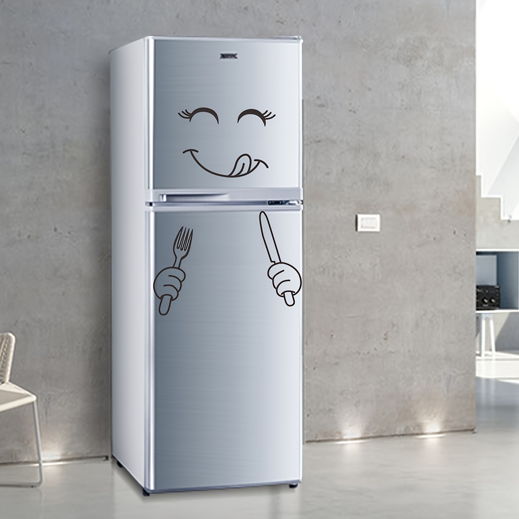 1pc Playful Fashion Glasses joyful Face Refrigerator Wall Sticker - Cartoon-Inspired, Easy-to-Apply & Disposable Decor for Kitchen