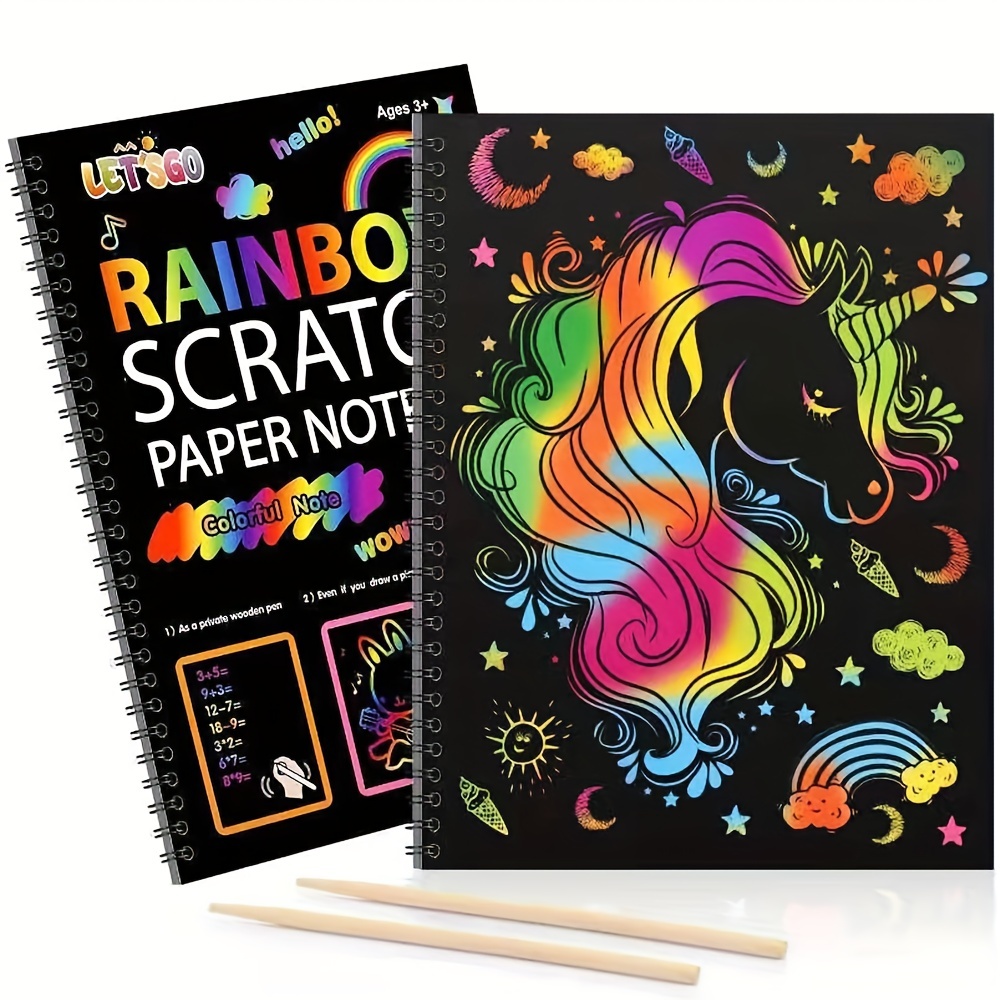 Scratch Paper Art Painting Set For Boy And Girl, Rainbow Magic Paper  Supplies Toys, Kids Age 8-12 And Up Diy Holiday Birthday Gift Party Games -  Temu