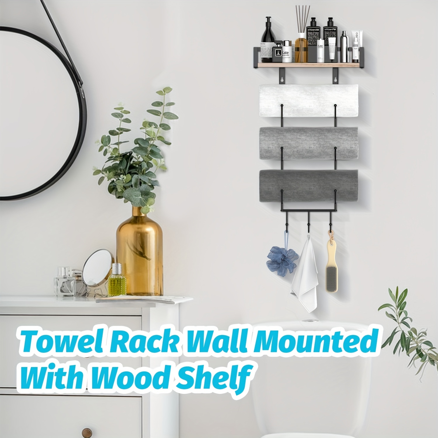 1pc Iron Bathroom Shelf Organizer With Wall Mounting Design For