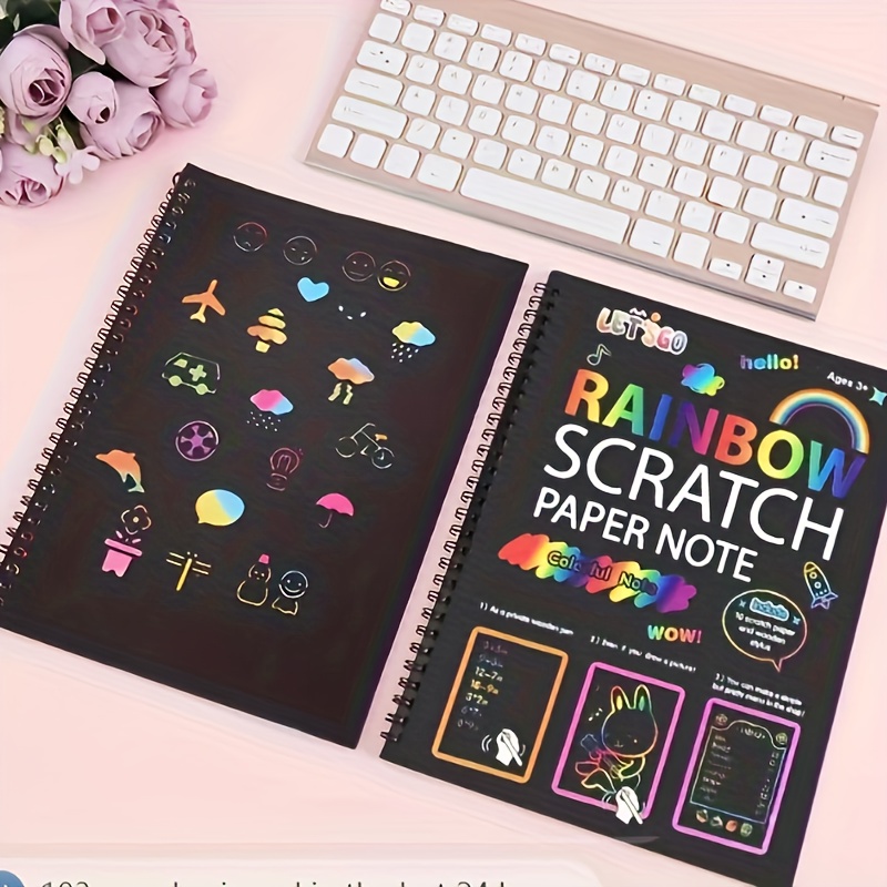 3 12 Year Old Students Rainbow Scratch Off Notebooks Arts - Temu