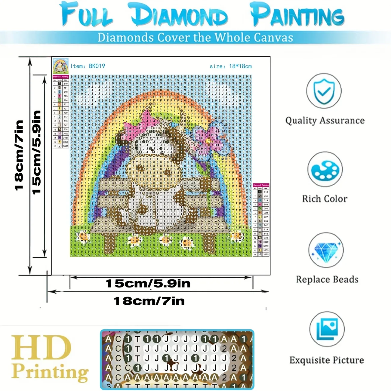 5d Artificial Diamond Painting Kit For Kids With White Frame