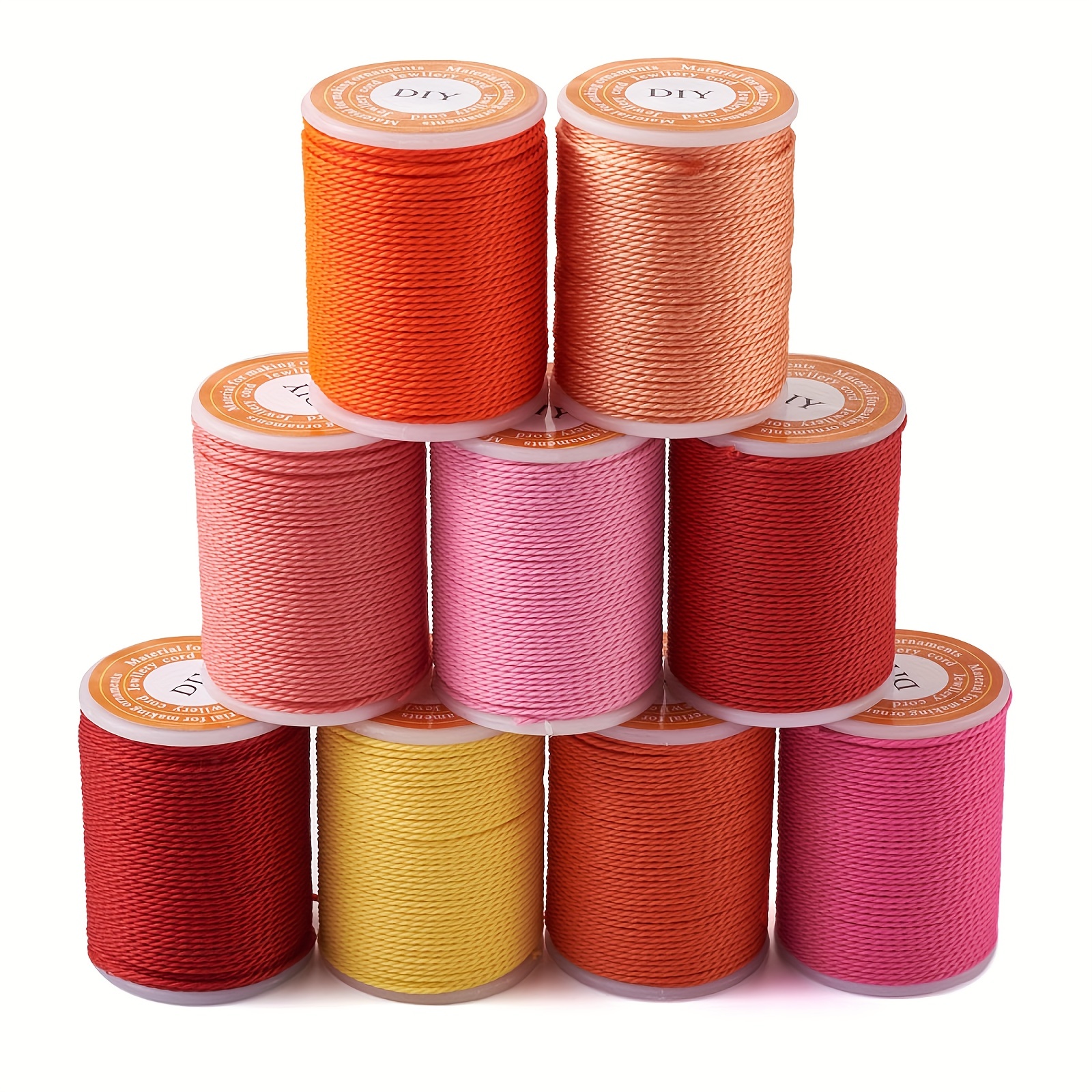 11m/roll 9rolls Waxed Polyester Cord Twisted Cord Mixed Color 1mm