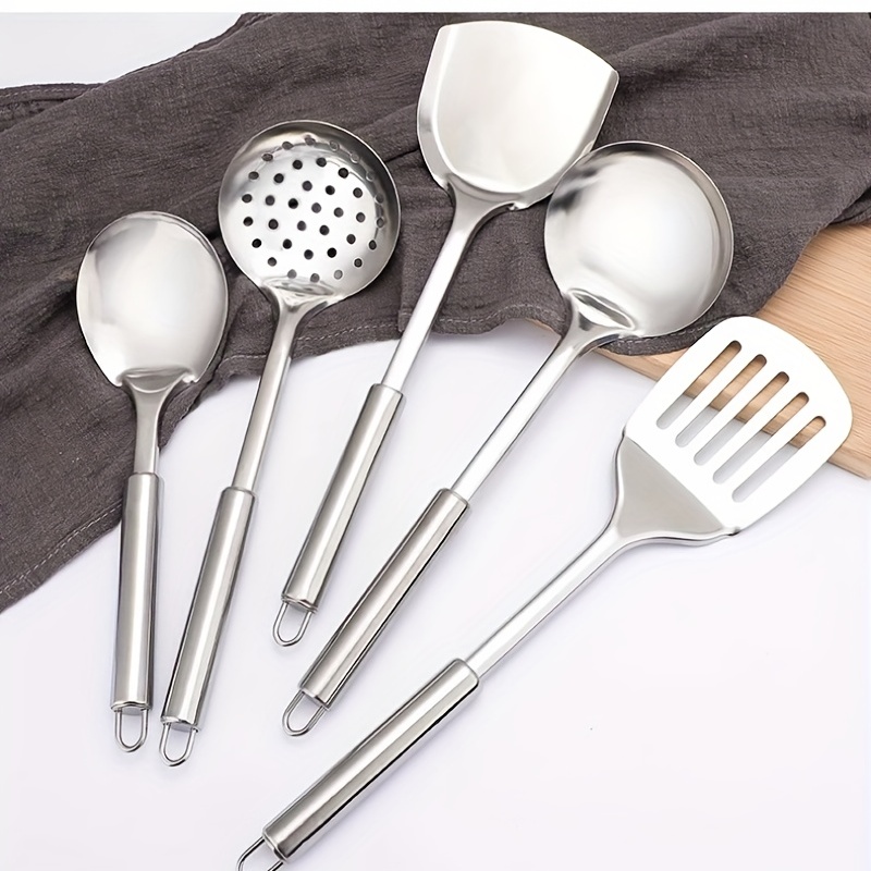 Stylish Golden Kitchen Utensils With Holder Stainless Steel - Temu