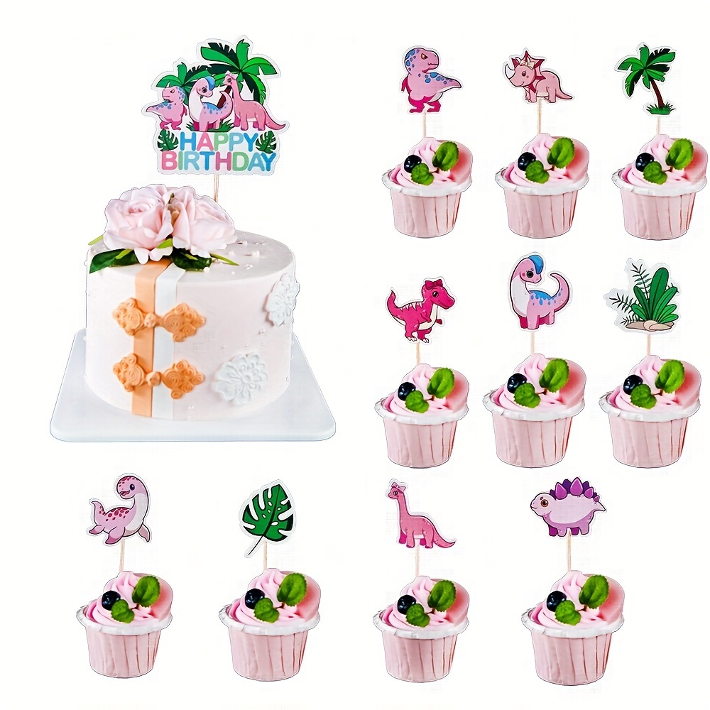 Decorazioni Torta Dinosauri, Cute Dinosaur Cupcake Toppers Decorazione per  Torta di Compleanno per Baby Shower Festa di Compleanno per Bambini 9 Pezzi