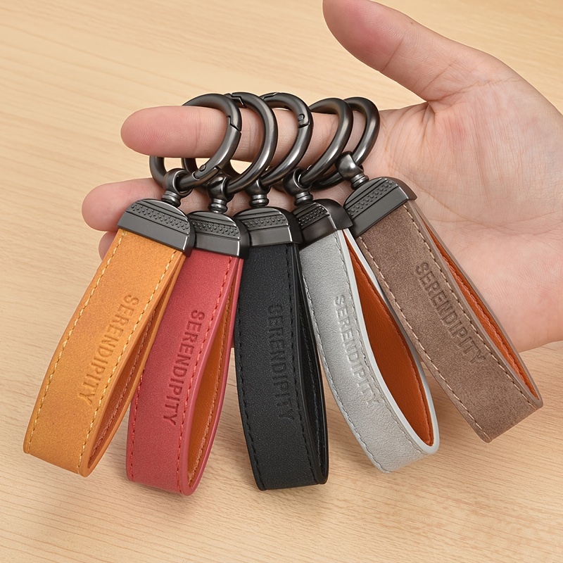 Leather Keychain Hook Key Pendant With Car Brand Logo Spring Buckle & Ring  Compatible