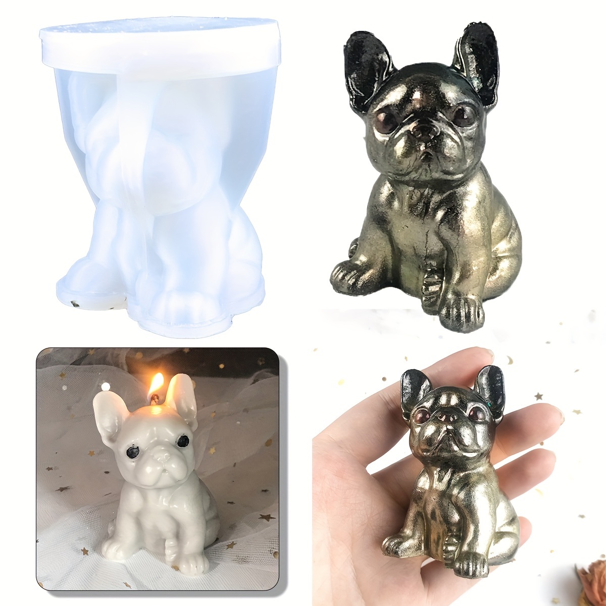 3D French Bulldog Soap Mold, Puppy Silicone Mold for Cake