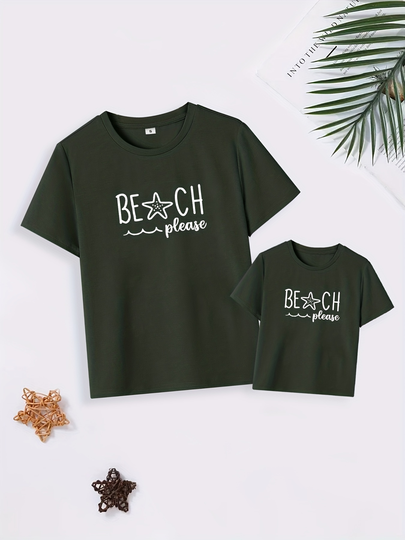 Elegantes Camisetas Juego Familia Padres Hijos Casual Beach Temu