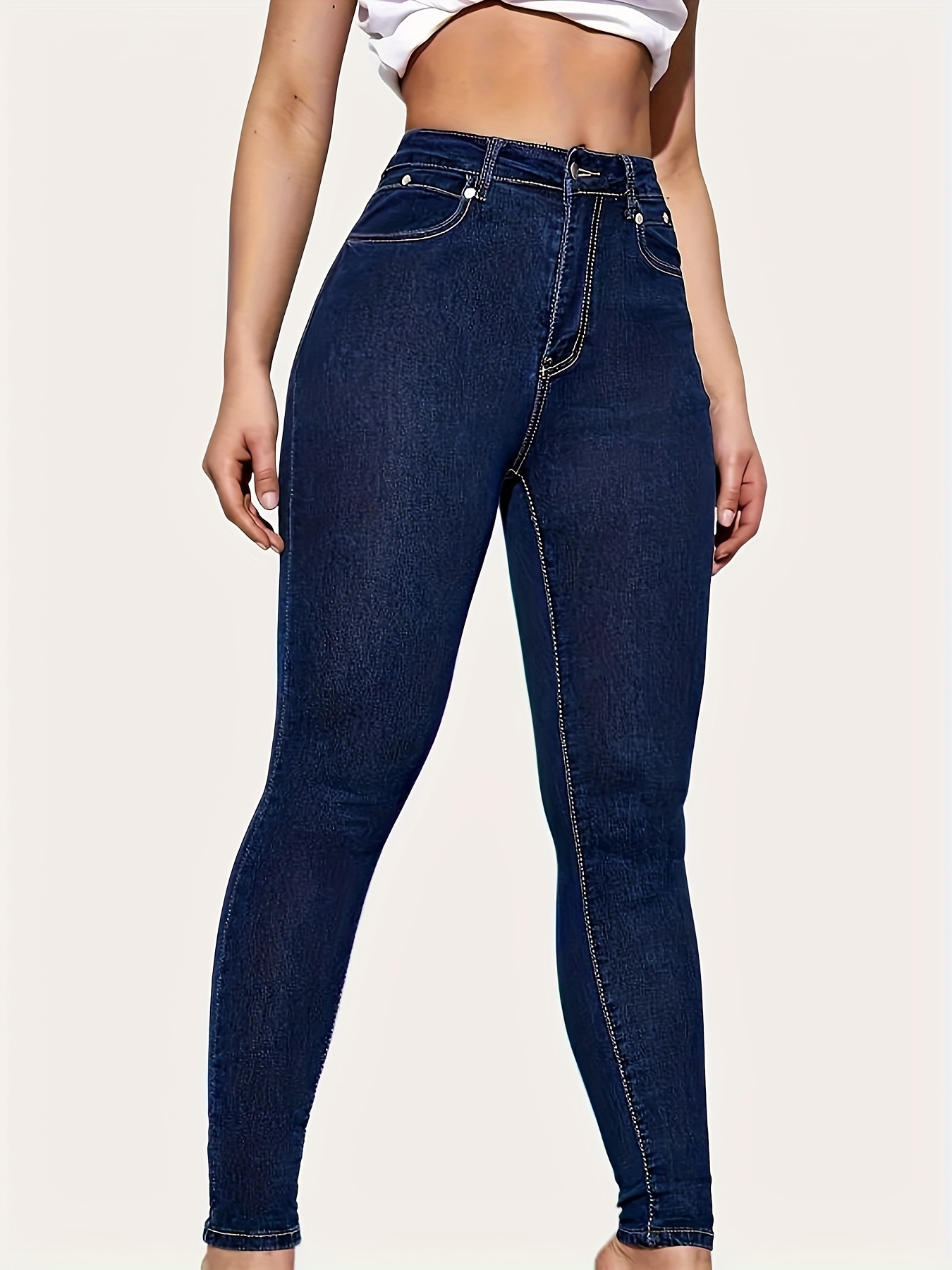 Denim Jeggings for Women with Pockets Comfortable Stretch Jeans
