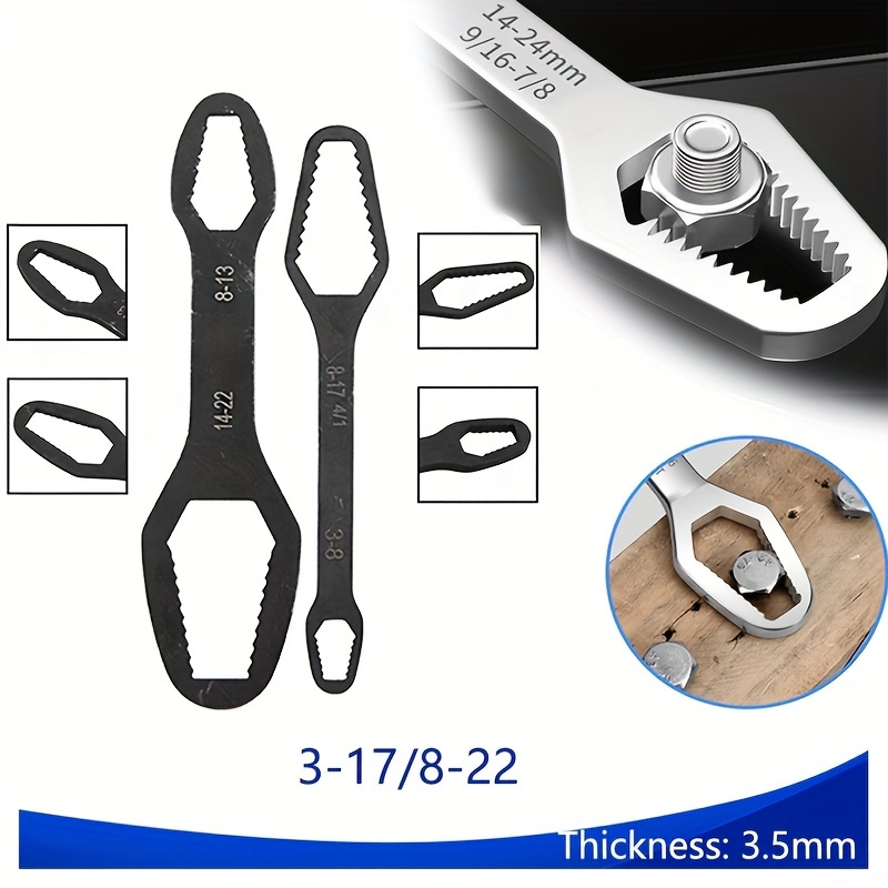 

1pc 3.5mm Thickness 8-22mm Universal Torx Wrench Self-tightening Adjustable Glasses Wrench Board Double-head Torx Spanner Hand Tools For Factory