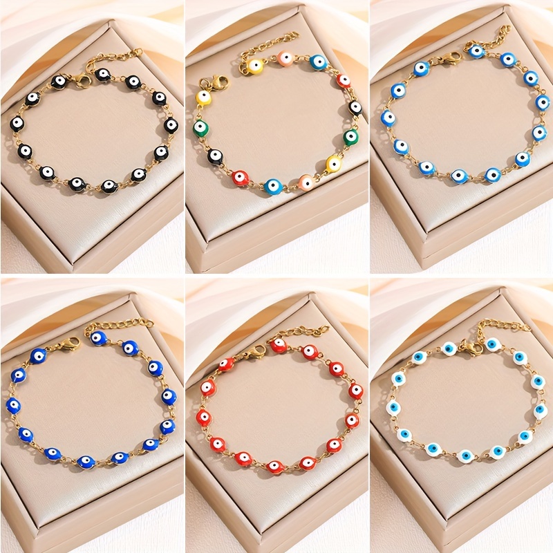 1pc Women Triangle Enamel Tile Beads Stretch Elastic Bracelet For Daily  Life Ladies Jewelry Decor