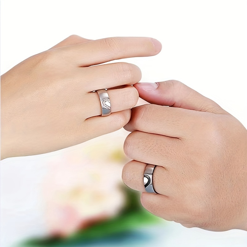 Interlocking Couple Promise Rings Set for Women and Men, Simple