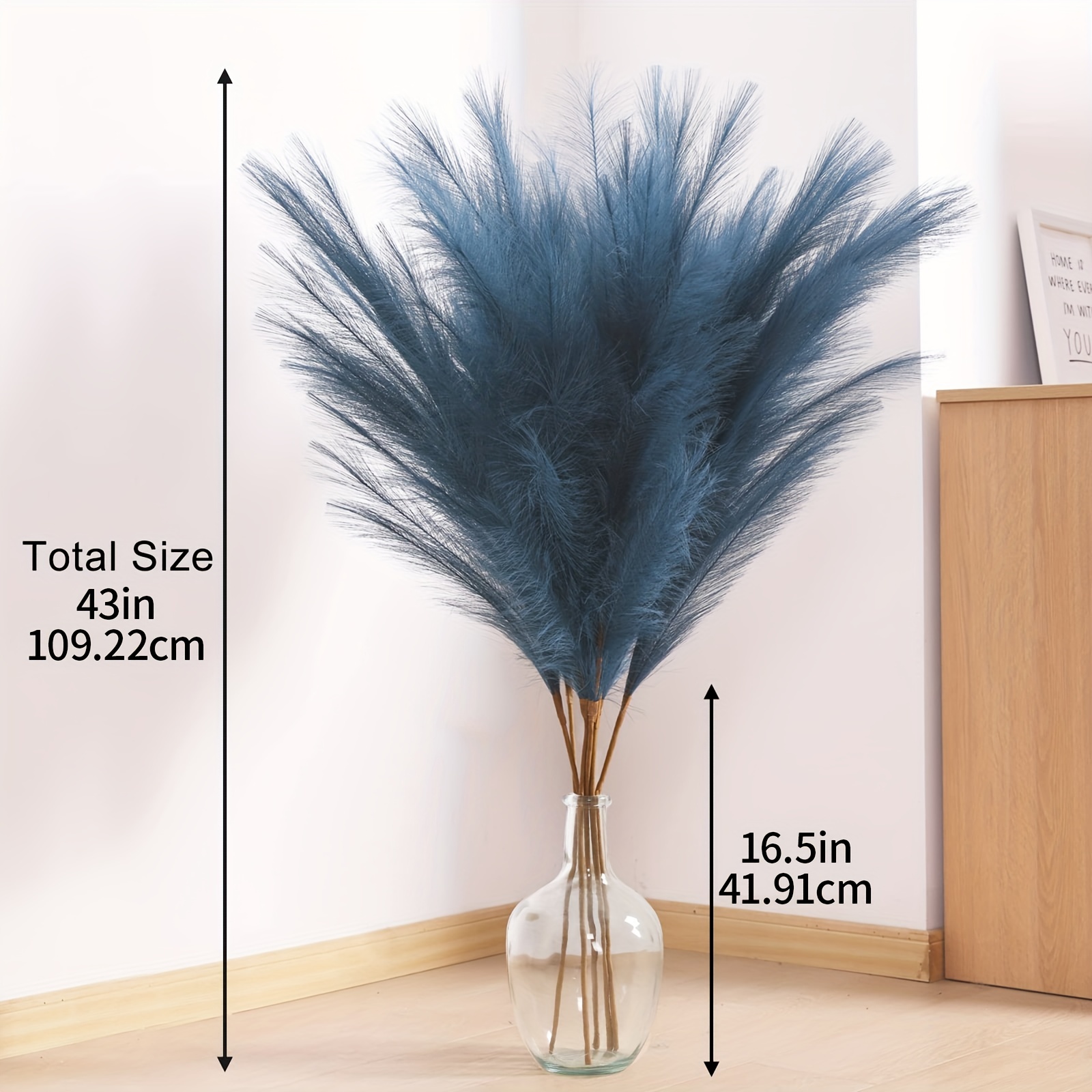 6pcs Pampas Grass With Extension Stem, Artificial Pampass Grass