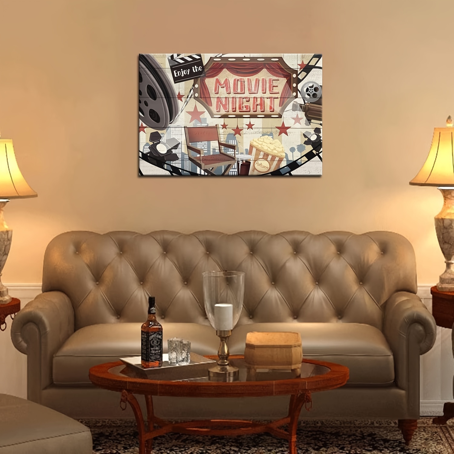 Movie Theater Vintage Art Canvas Painting Wall Picture Popcorn