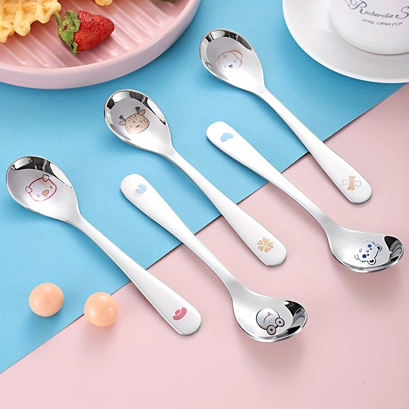 4pcs Stainless Steel Fruit Spoons With Serrated Coffee Stirring Scoop Long Handle Spoon For Grapefruit Dessert Ice Cream