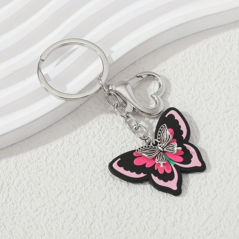 Y2k Holographic Butterfly Keychain Acrylic Spring Coil Wire