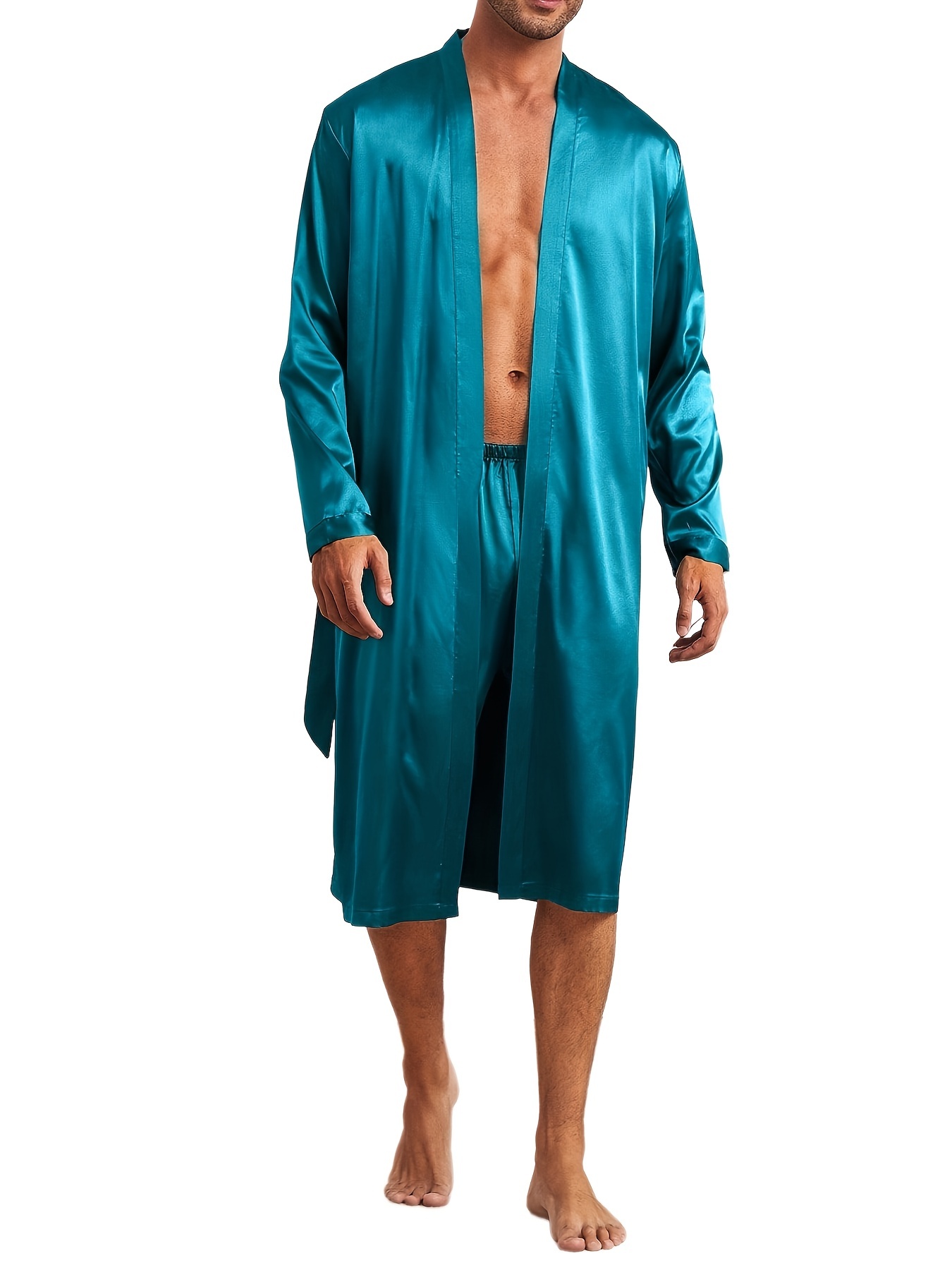 Men's Best Seller Ice Silk Satin Letter Graphic Sleep Robe - Temu Canada