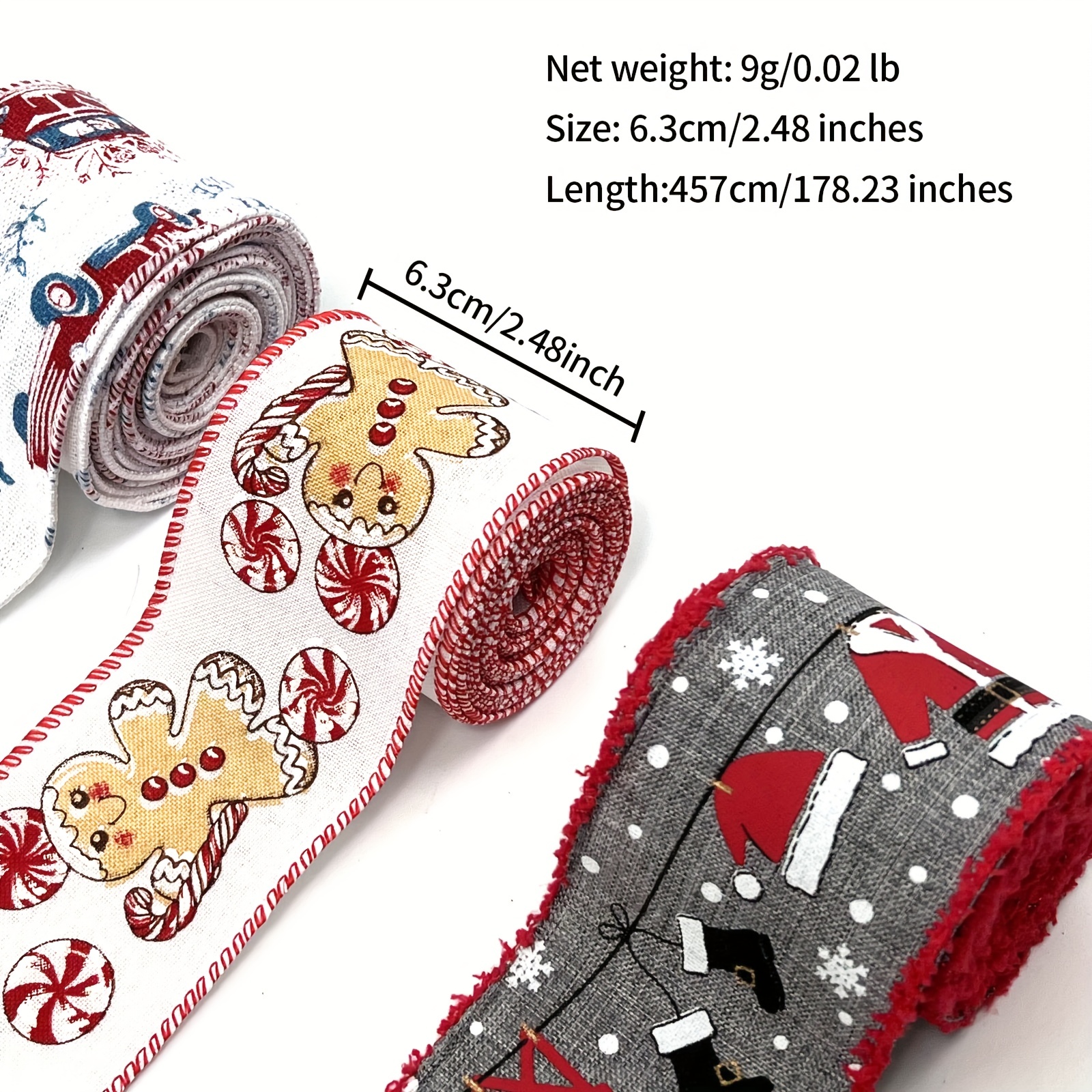 5 Yards Christmas Ribbon Red White Wired Edge Ribbon - Temu