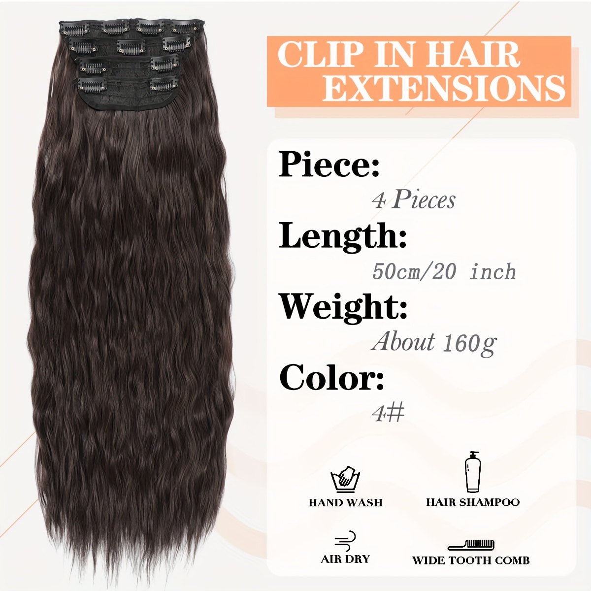 Water Wave Hair Extensions Clips In Human Hair Extensions - Temu