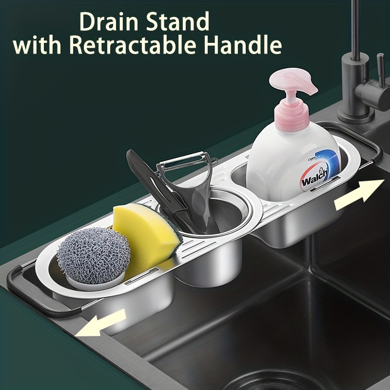 Stainless Steel Kitchen Drain Rack Retractable Sink Shelf - Temu
